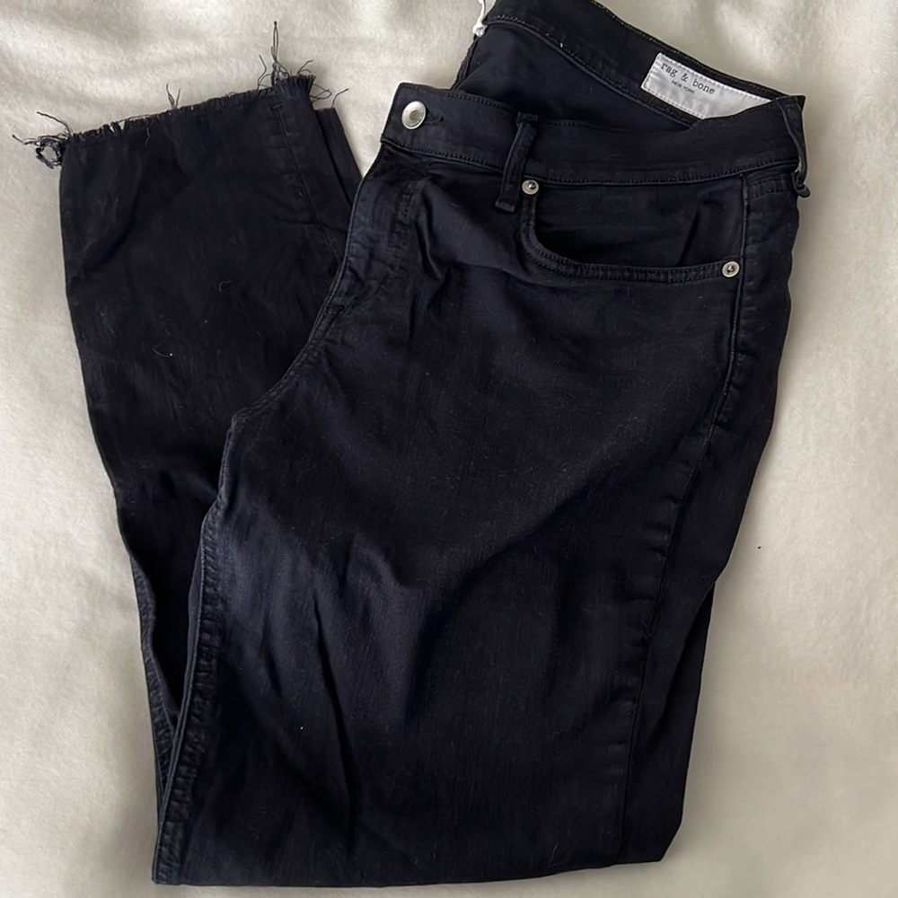 Rag and Bone Black Denim Dre Capri- raw edge